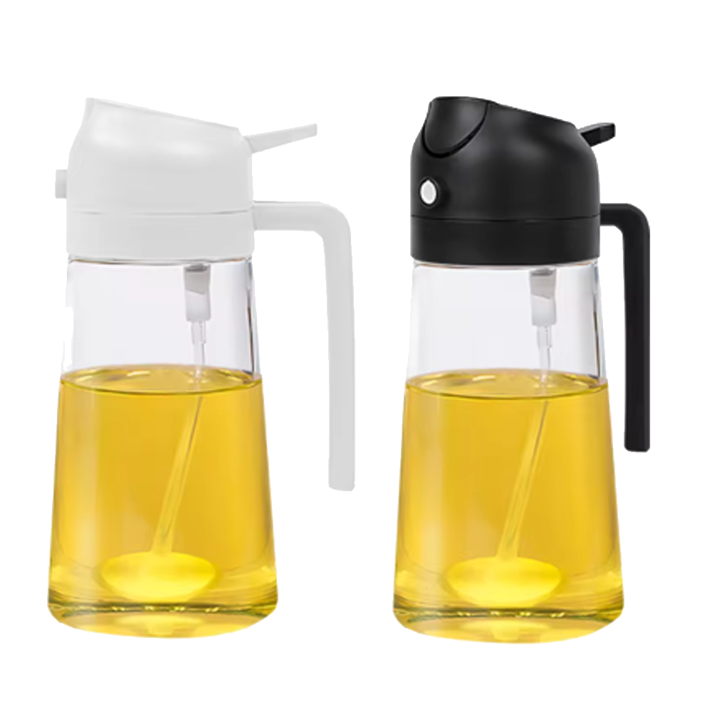 Doseador de Azeite 2 em 1 (500ml) – Pulverizador e Vertedor com Controlo de Dose