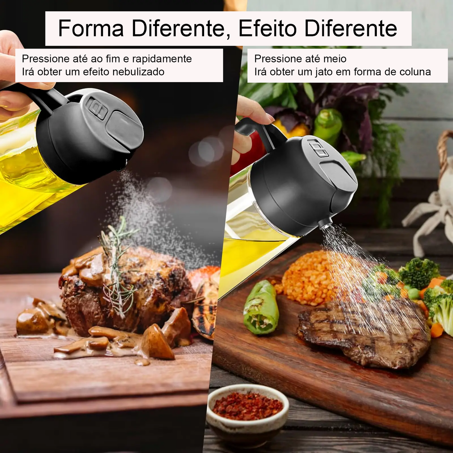Doseador de Azeite 2 em 1 (500ml) – Pulverizador e Vertedor com Controlo de Dose