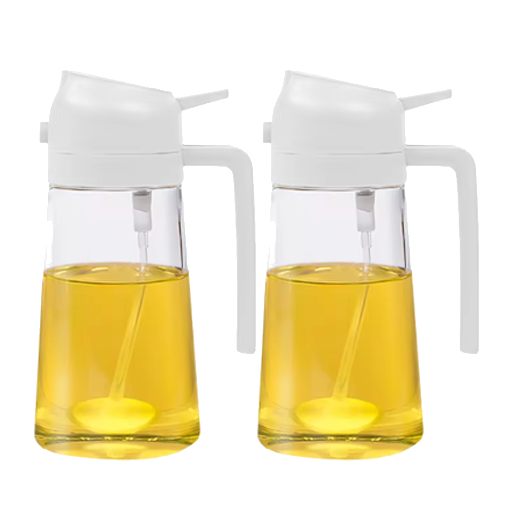Doseador de Azeite 2 em 1 (500ml) – Pulverizador e Vertedor com Controlo de Dose