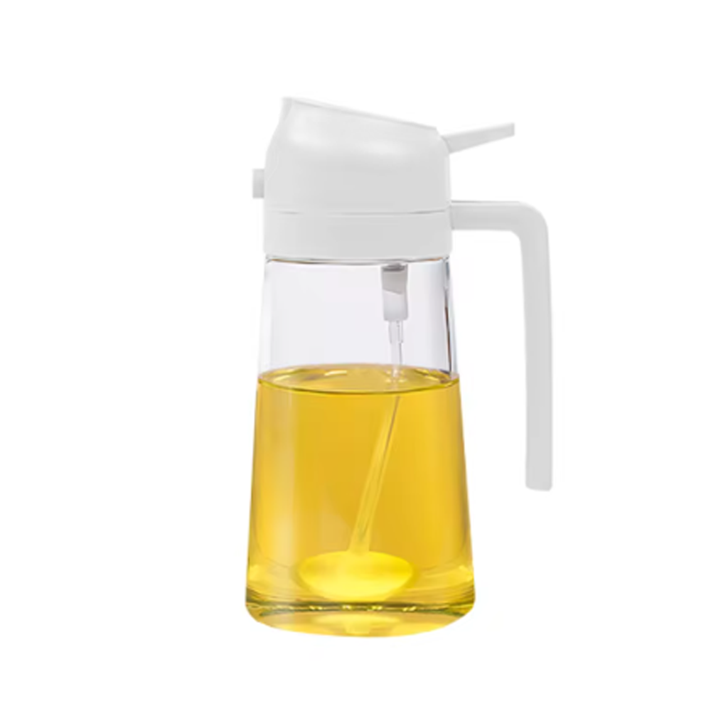 Doseador de Azeite 2 em 1 (500ml) – Pulverizador e Vertedor com Controlo de Dose