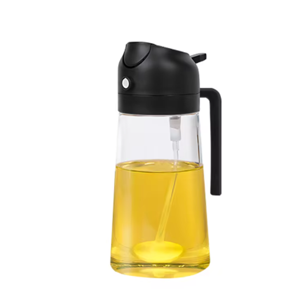 Doseador de Azeite 2 em 1 (500ml) – Pulverizador e Vertedor com Controlo de Dose